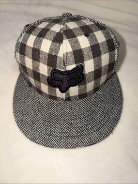 Fox Black and White Plaid Snapback Hat